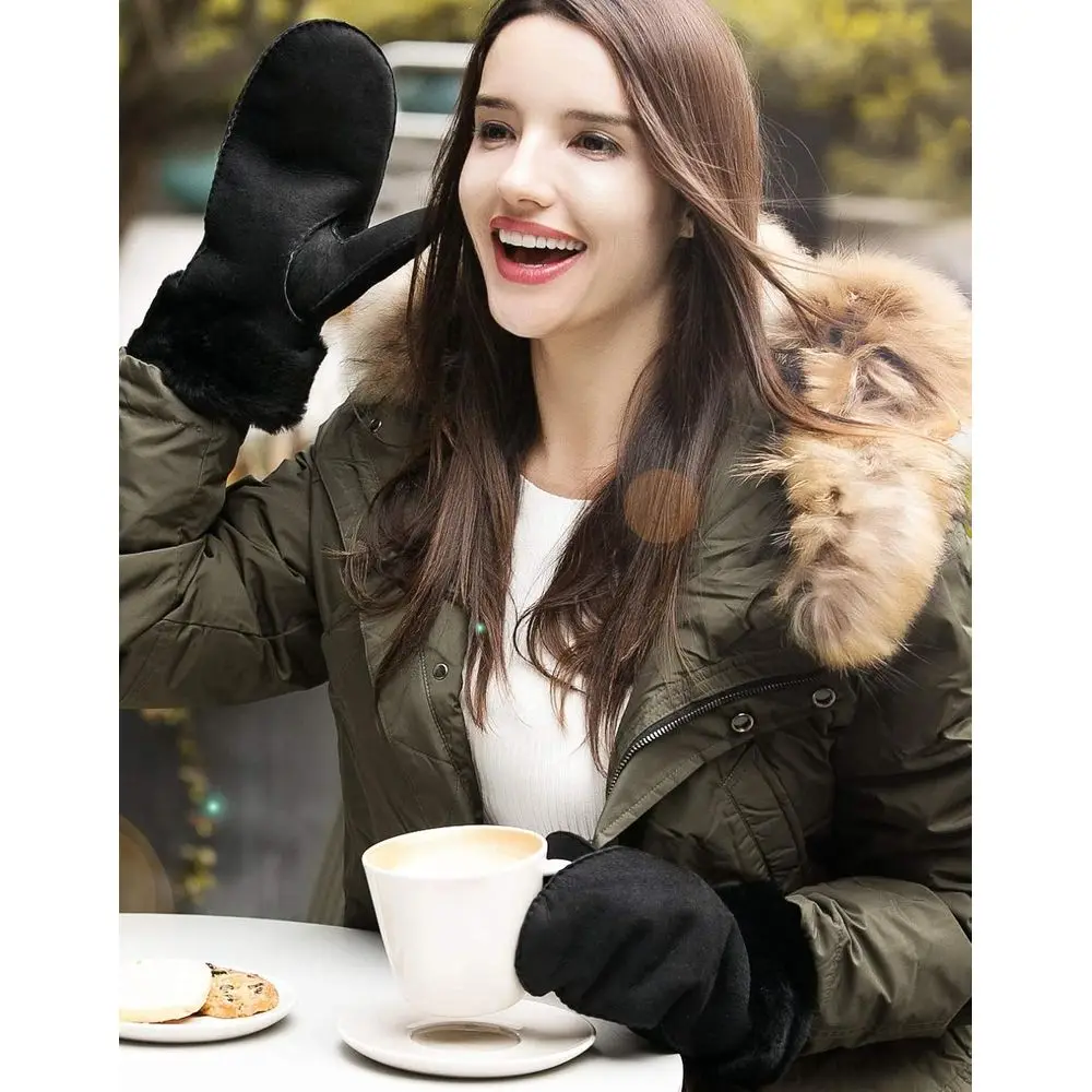 قفازات ميرينو من جلد الغنم للنساء - قفازات شتوية دافئة #4