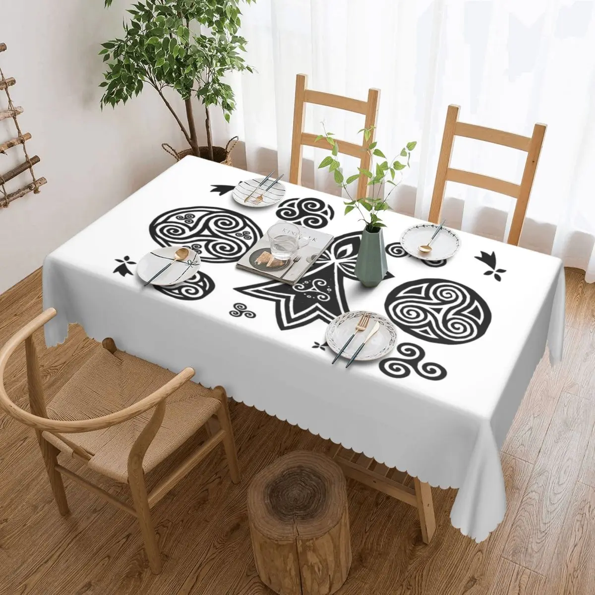 

Breton Triskels And Hermines Custom Rectangular Tablecloth Oilproof Table Cover for Dining Events Table Cloth