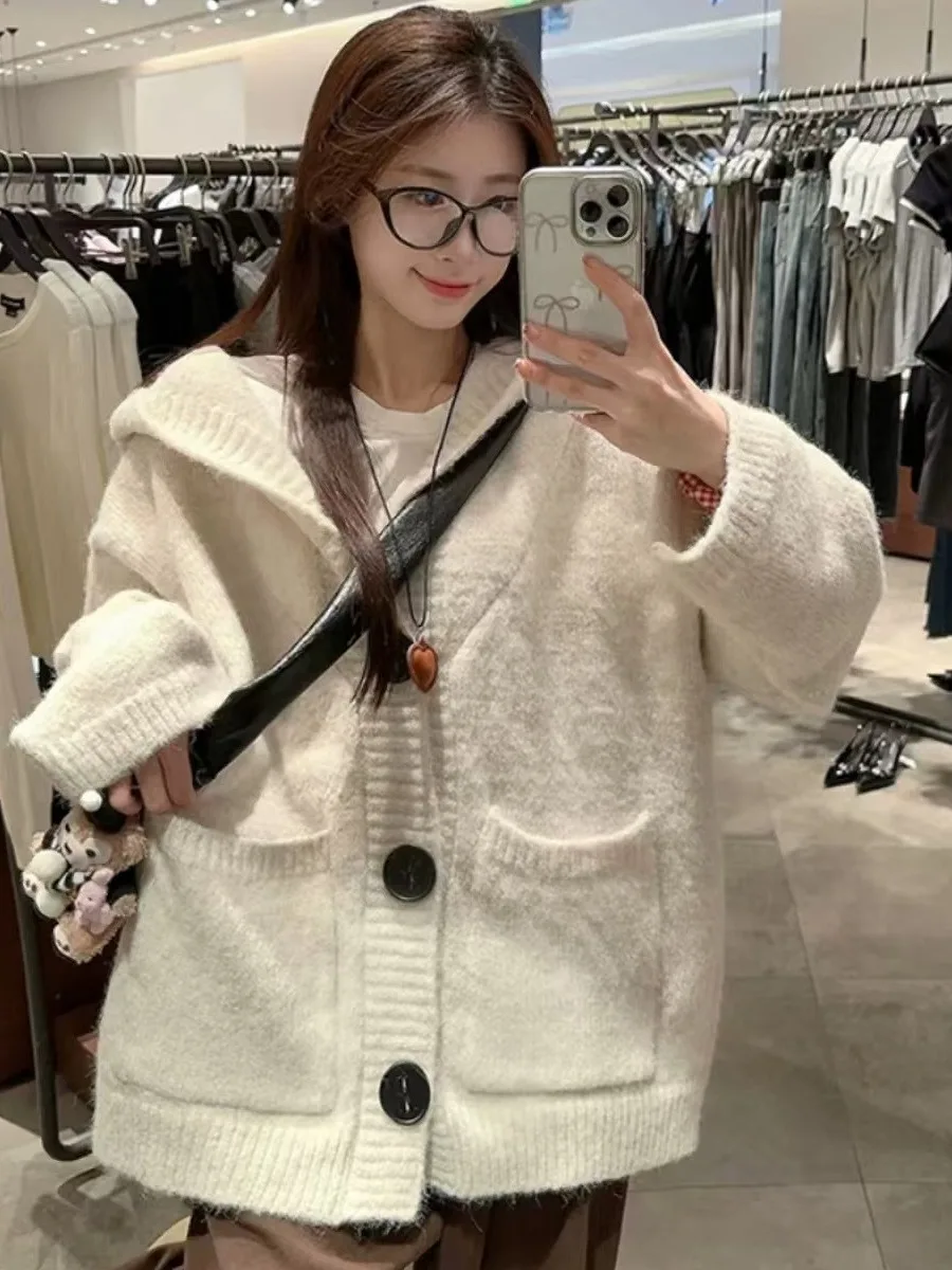 

Свободный женский вязаный открытый кардиган Dongda Gate Lazy Sle, осень-зима, новая корейская система, мягкий уютный свитер, пальто Long Sve