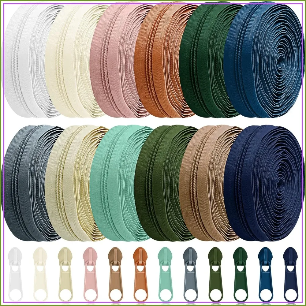 

12 Pieces 36 Yards #5 Sewing Zippers Tapes Nylon Coil Zipper Rolls Bulk with 120 Alloy Sliders for DIY Crafts Bags Repair