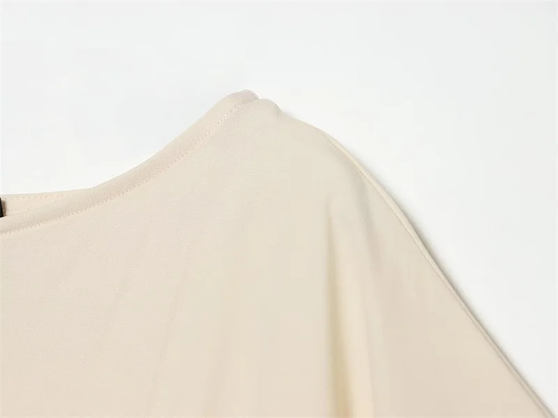 Women's Dress 2026 Summer New Style Solid Color Short Sleeve Ruffle Decor Midi Maxi Dress Elegant and Gentle Romantic
