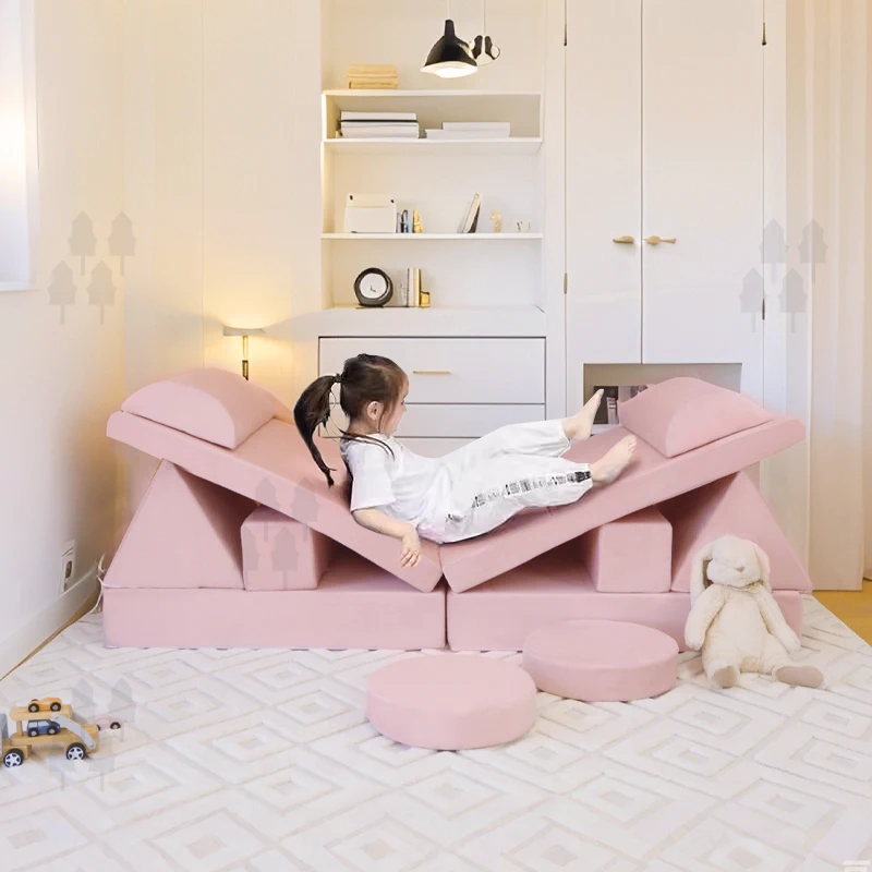 

Kids Folding Modular Floor Sofa Couch For Playroom & Bedroom Toddler Sleeping Furniture With DIY Toys For Living Room Use