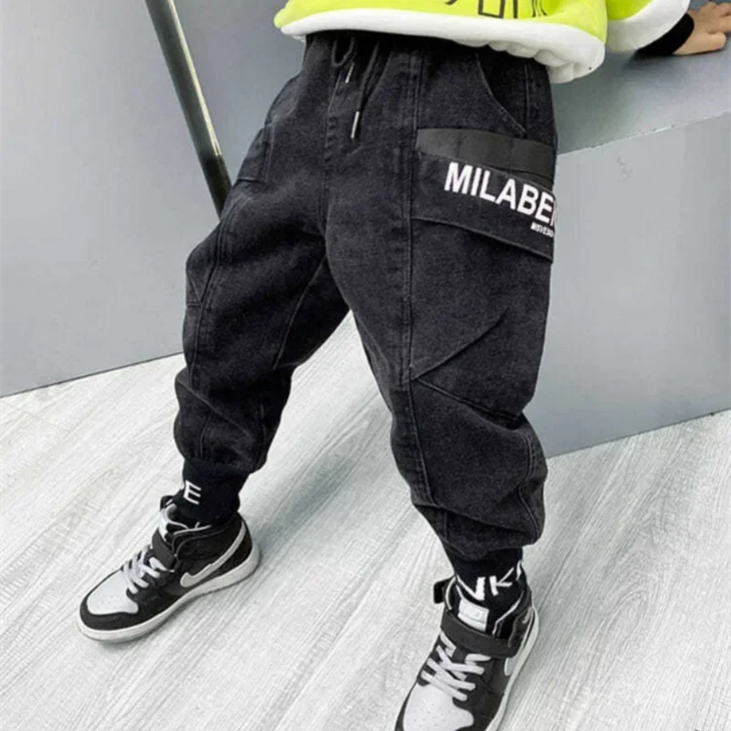 

Boys Jean Pants Long Trousers Cotton 2025 Black Spring Autumn Baby's Kids Pants Teenagers Outwear High Quality Children's Clothi