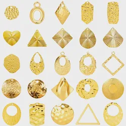 6pcs Simple Geometry Heart Round Water Drop Stainless Steel Charm For Jewelry Making Supplies Irregular Pendant Handmade Earring