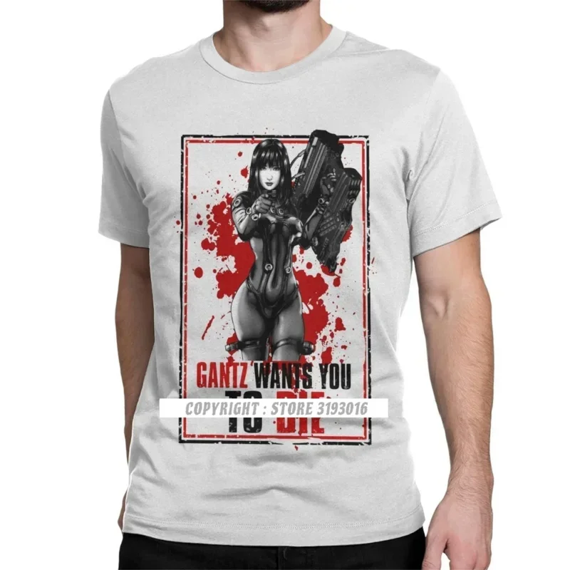 Gantz needs blood T shirts for men Cotton T shirt Kei Kurono Kato Masaru Reika gun Anime Japan manga tees Camisa