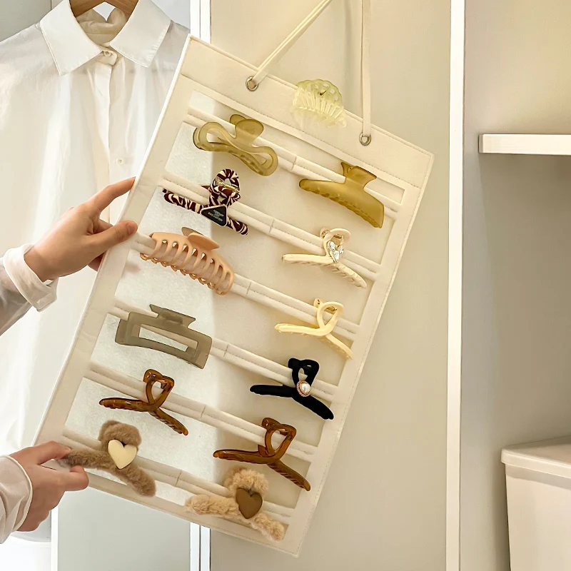 ヘアクリップオーガナイザー-シャーククリップ収納ソリューション-ドアバックヘアアクセサリー収納棚-ジュエリーボックス-韓国風-無地
