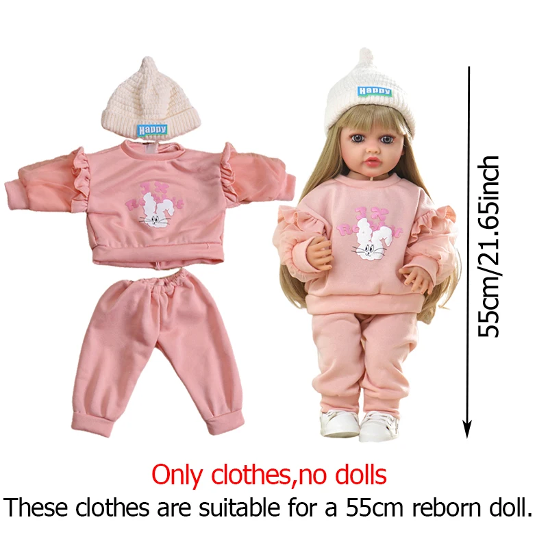 Reborn Baby Clothes for 55cm Reborn Doll 21inch Cute Girl Doll Clothes DIY Children Toys Dolls Accessories Kids Christmas Gifts