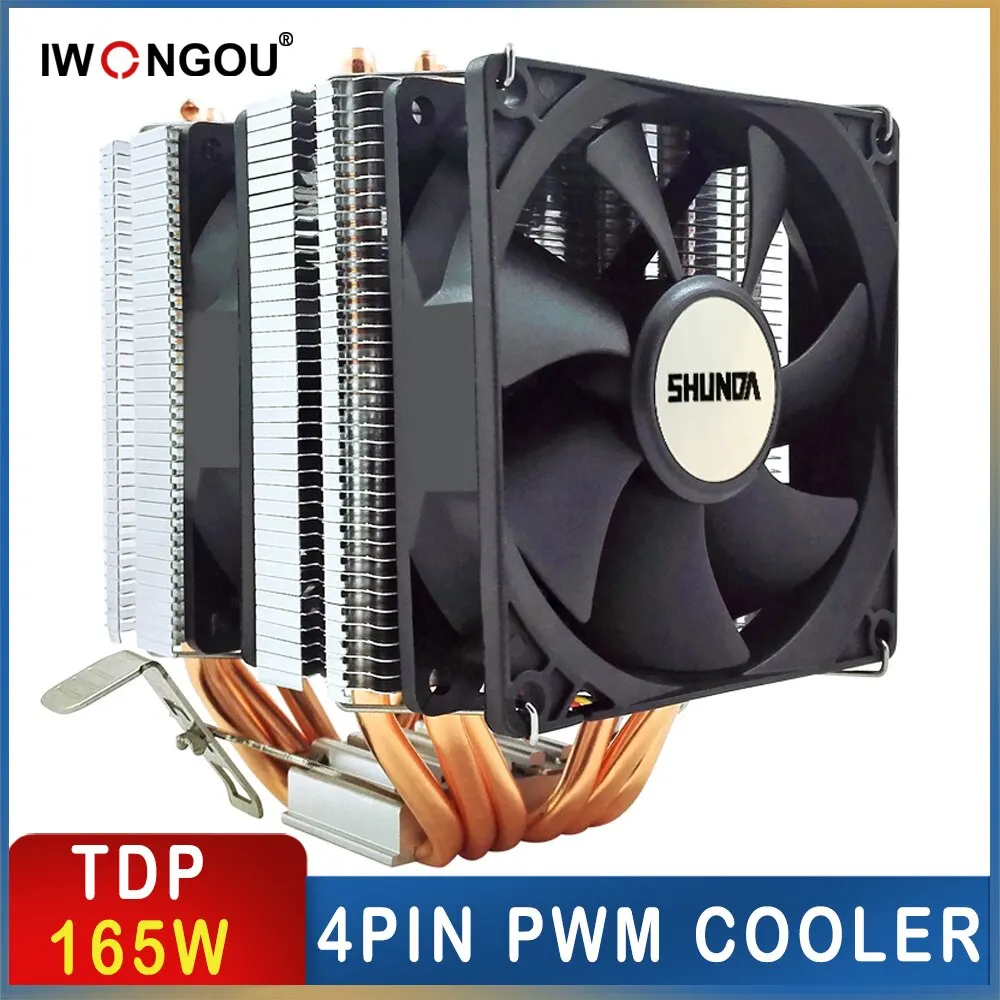 IWONGOU Processor Cooler X99 4pin Air Cooler Cpu 6 Heat Pipes Cooling Fan Radiator For Intel LGA-1700/1200/2011/115x AMDAM4