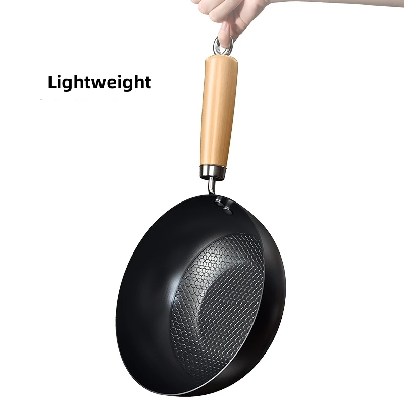 Non-Stick Iron Pan Frying Pan with lid Uncoated Gas Stove Induction Cooker Universal Saucepan Cookware set Handmade Wok Pan