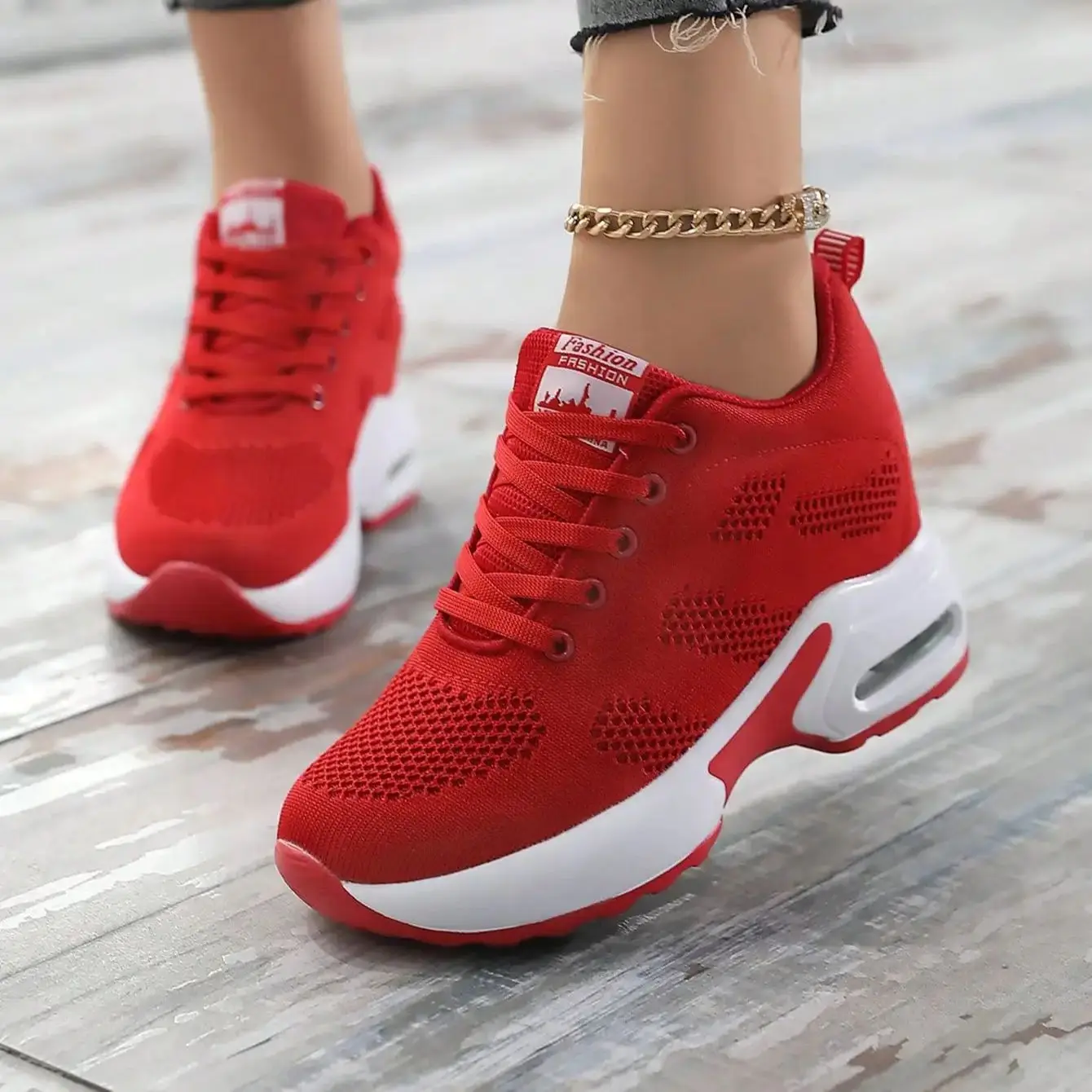 Women Height Increase Air Cushioned Sport Shoes Outdoor Running Trainning Breathable Antiskid Sneakers Travel Shoes Dropshipping