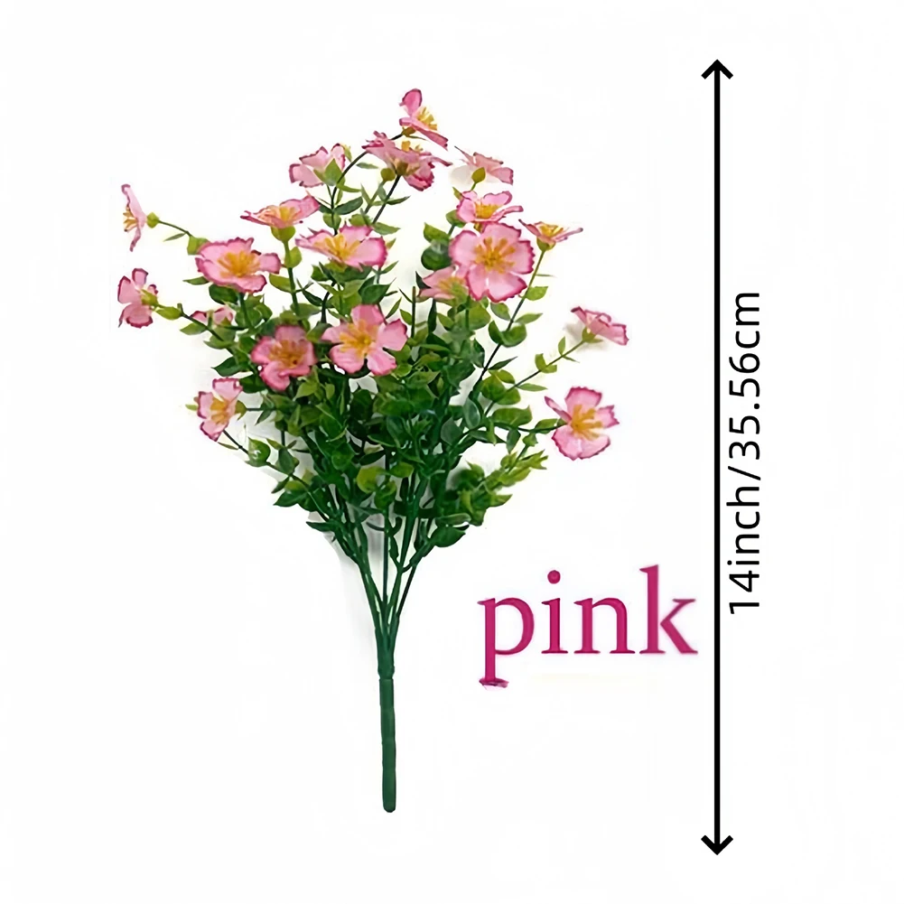 12 Piece UV Resistant Plastic Flowers Realistic Design for Outdoor Patio Porch Lawn Cemetery Wedding Event Applications