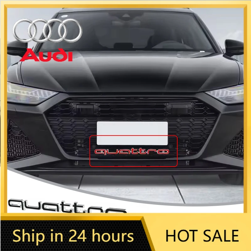 

2026 Hot For Audi 3D ABS Car Front Grille Badge For Audi Quattro Emblem S3 S4 S5 A3 A4 A5 A6 A6L A7 A8 Q3 Q5 Q7 RS3 RS4 RS6 Logo