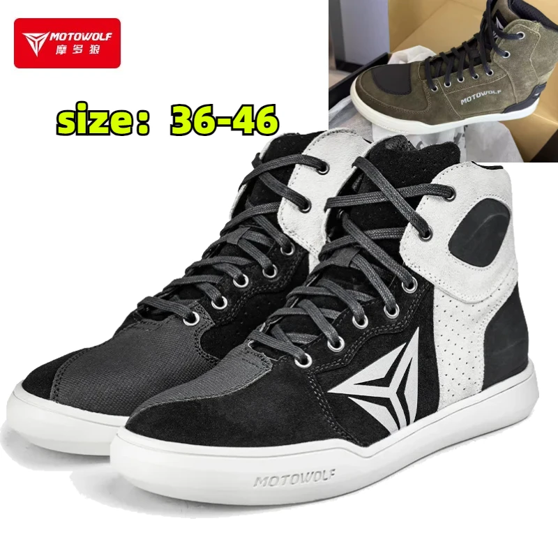 

Motorcycle Boots Men Leather Riding Shoes Retro Anti-Slip Off-road Biker Shoes Women Botas Para Hombre Кроссовки Мужски