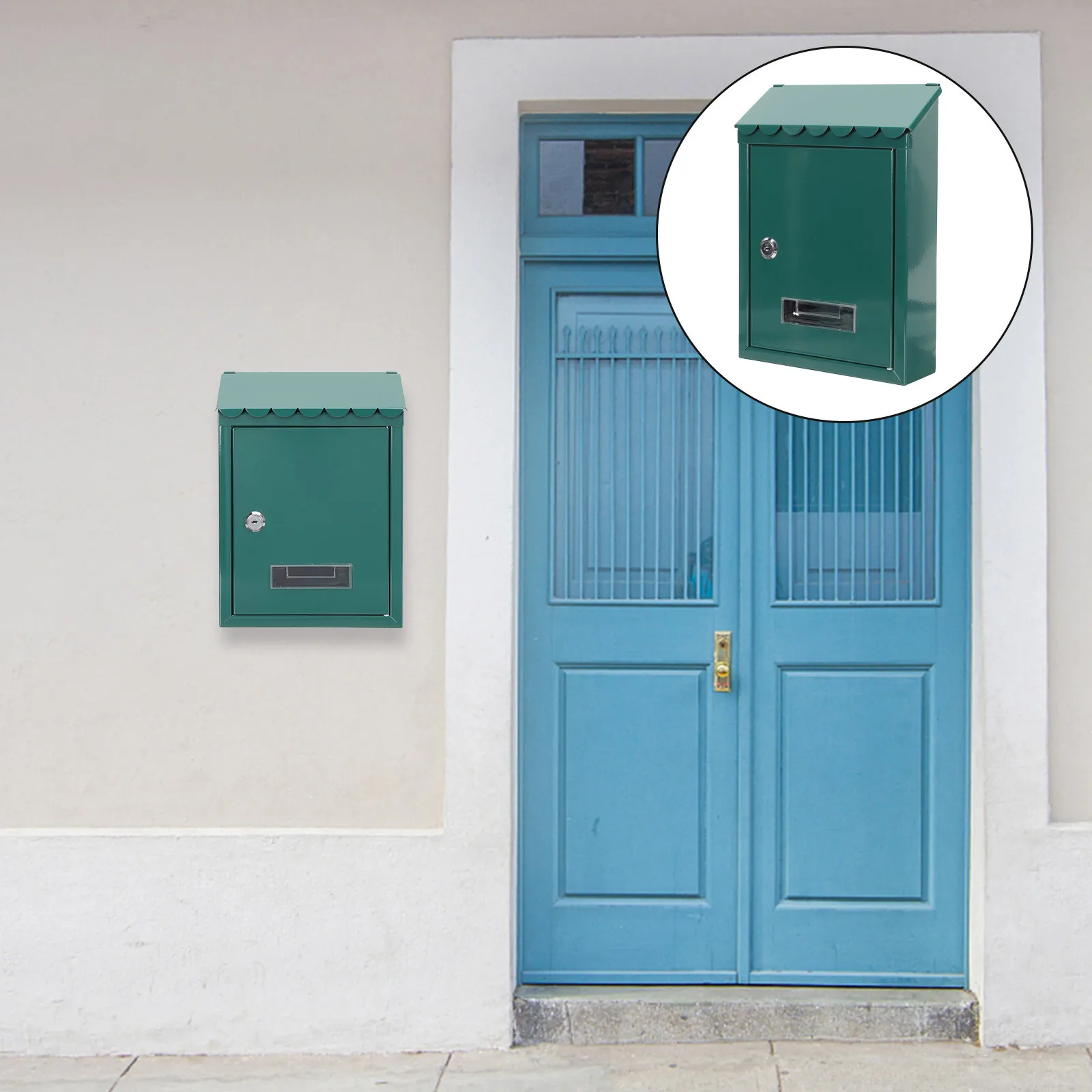 صندوق رسائل حديدي عتيق مثبت على الحائط سعة كبيرة قفل صندوق بريد معدني مثبت على الحائط صندوق بريد حديدي لحديقة المكتب المنزلي #2