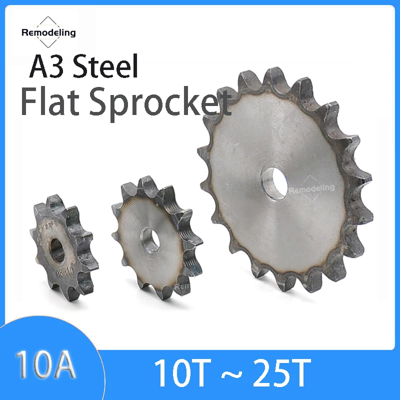 1Pcs 10A Chain Drive Flat Sprocket A3 Steel 10T~25T Teeth Chain Gear Pitch 15.875mm Industrial Sprocket Wheel Process Hole