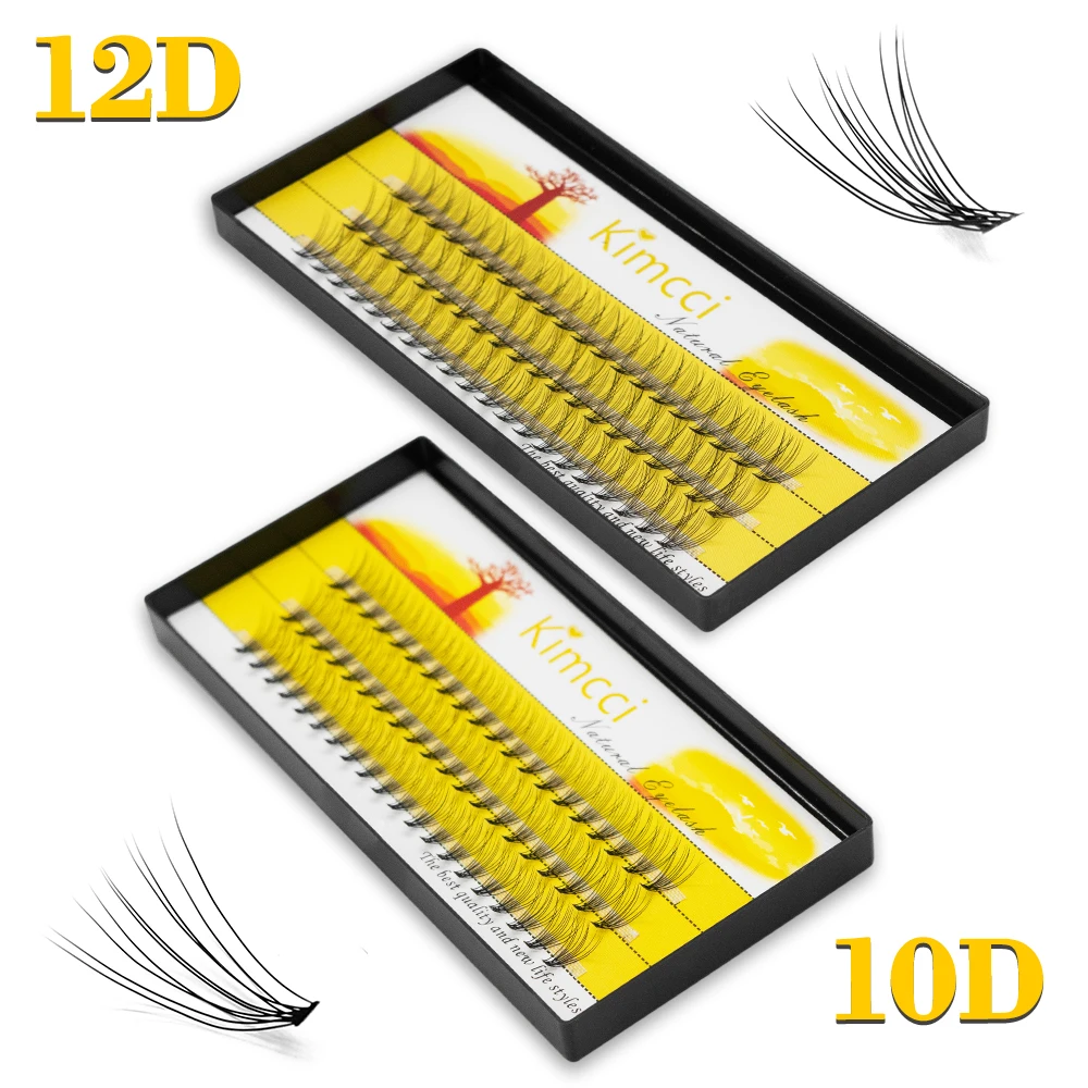 Kimcci 10D/12D 60knots/Case Natural False Eyelash Extension Makeup Mink Individual Faux Eye Lashes Professional makeup lashes