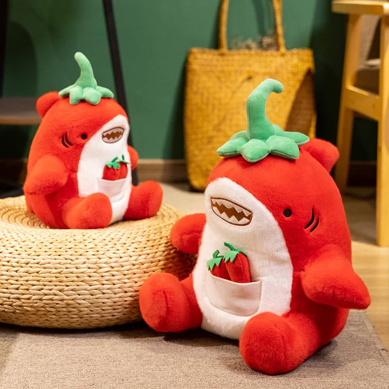 

New Shark Plush Toy Red Pepper Shaped Shark Chili Style Shark Stuffed Animals Soft Dolls Creative Shark For Kids Birthday Gifts