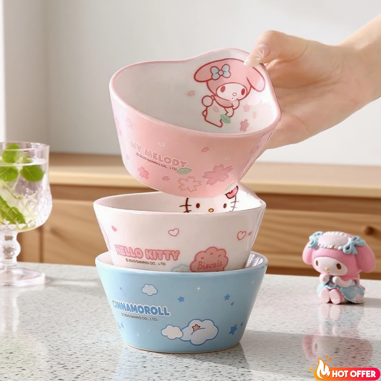 

Мелодия Десертные подарки Ешь суп Каваи Керамическая миска Китти Посуда Милая лапша Новый Hello Cinnamoroll Салат Рис Sanrio My