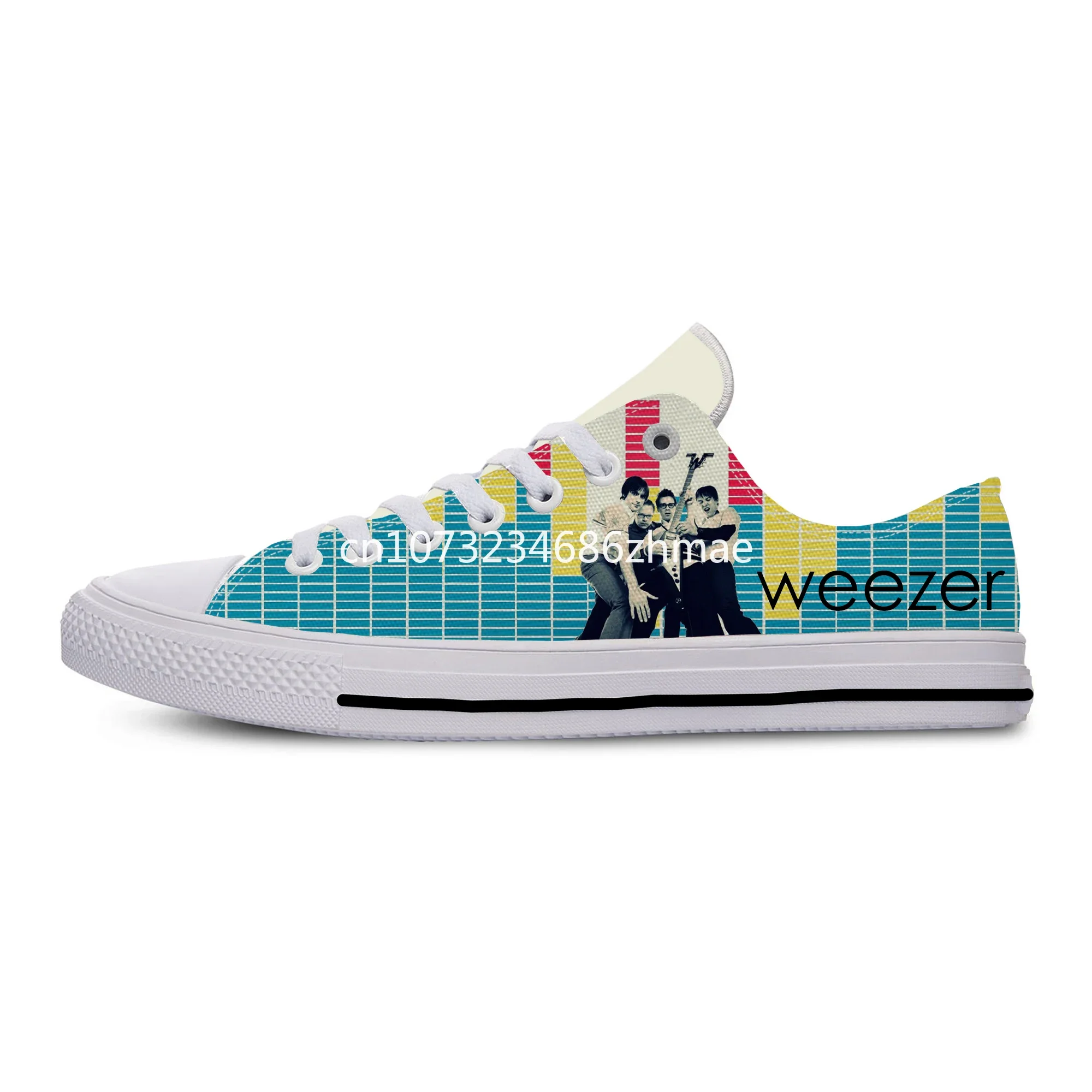 Weezer Pop Rock Band Fashion Funny Casual Cloth Shoes Low Top Lightweight Breathable 3D Print Mens Womens Teenager Sneakers