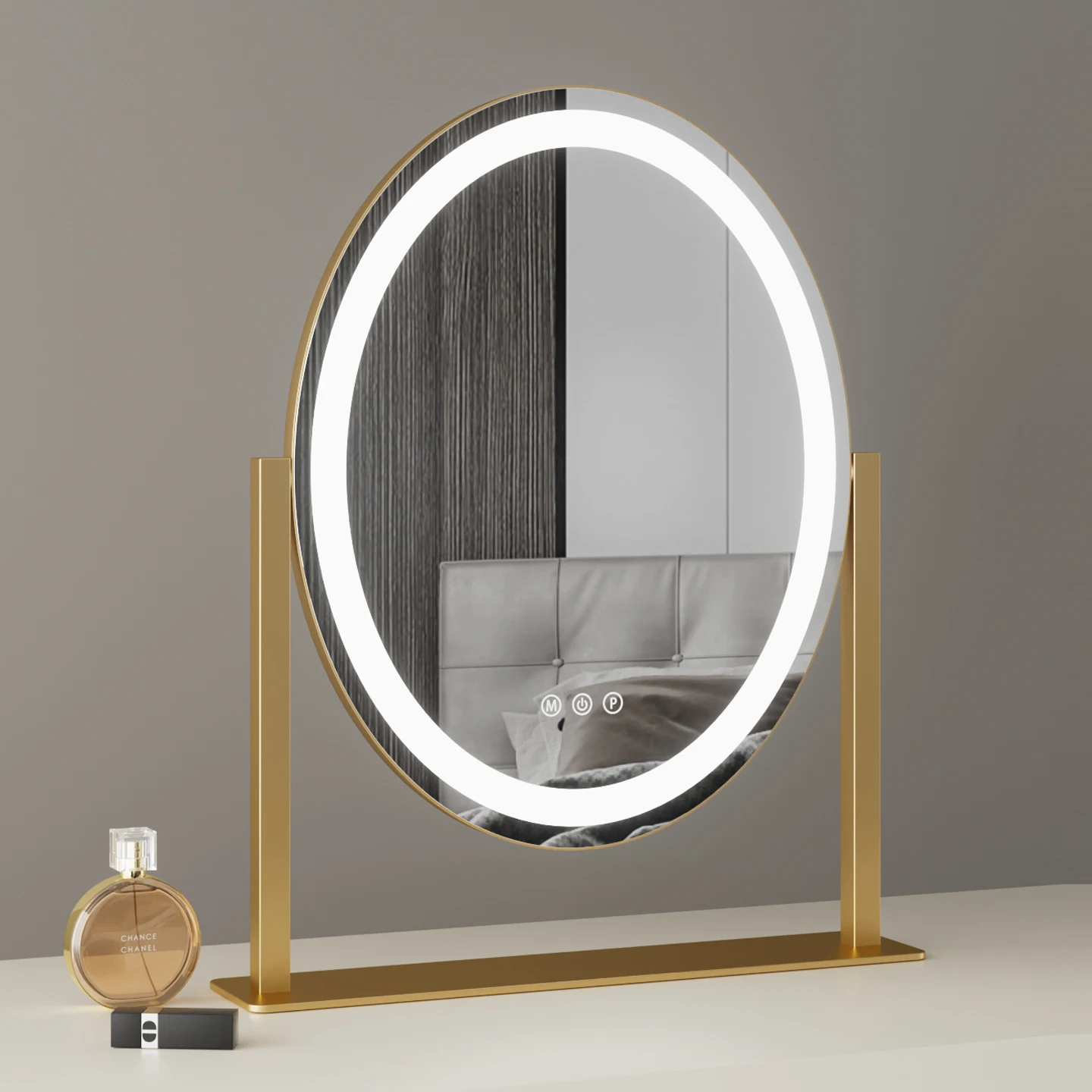 Desktop desktop led light dressing bedroom intelligent fill light rotating charging mirror ins