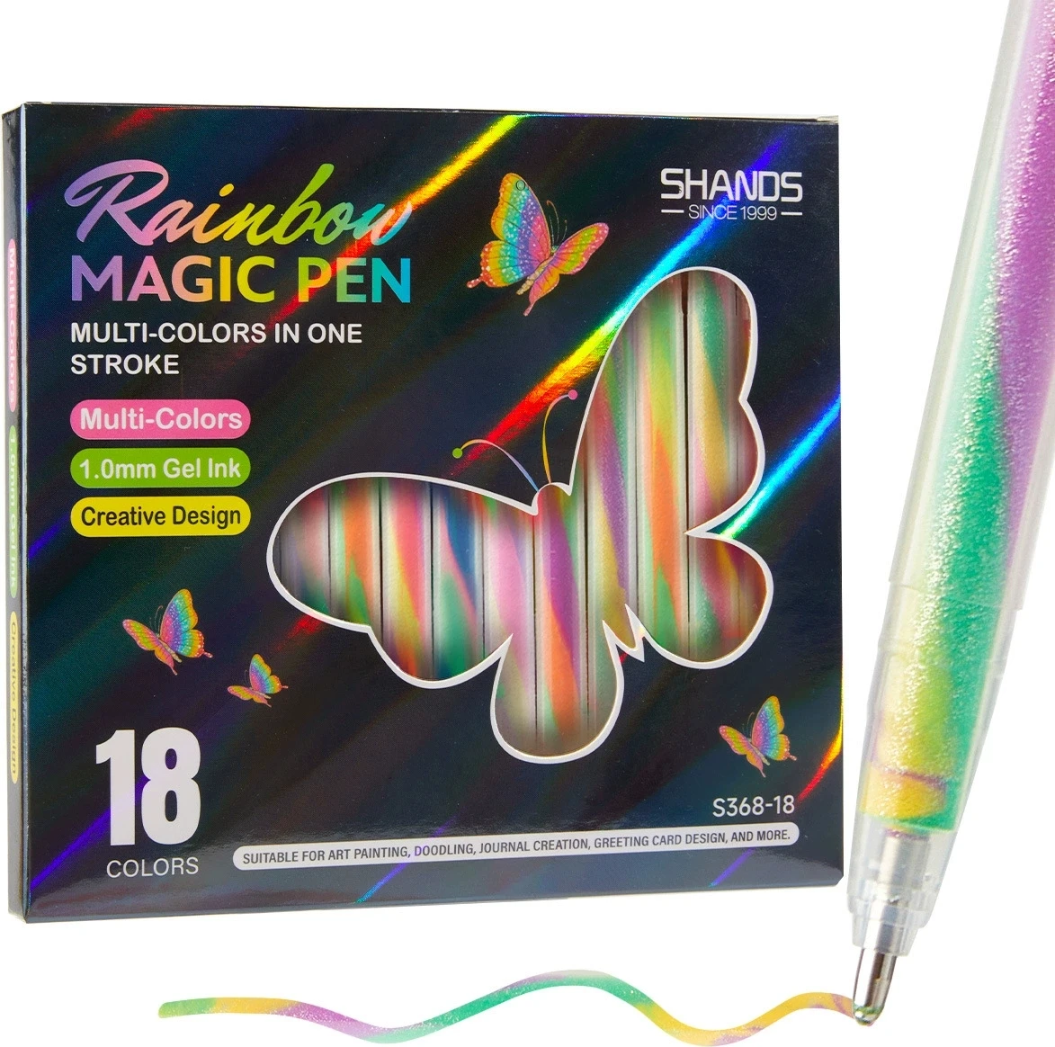 18pcs Gradient Glitter Highlighter Pens Set - 1.0mm Vibrant Colors, Smooth Writing, Perfect for Journals, DIY Crafts