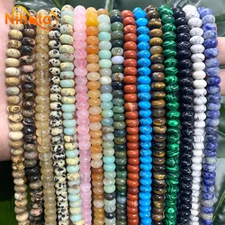 Natural Stone Rondelle Beads Agates Turquoises Jaspers Crystal Spacer Beads For Accessories Jewelry Making 15'' Strand 6/8/10mm