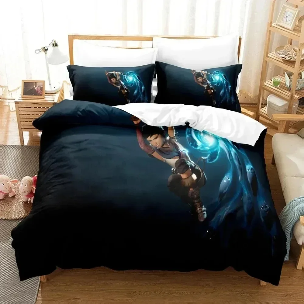 

3D Anime Game Bridge Spirits Kena Bedding Set Duvet Cover Bed Set Quilt Cover Pillowcase Comforter King Queen Size Boys Adult