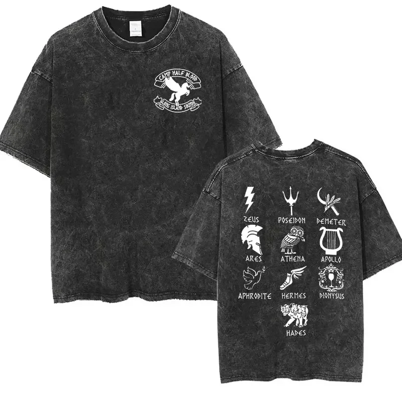 Percy Jackson Camp Half Blood Vintage Washed T Men's Women Fashion Casual Short Sleeve T-shirts Harajuku Oversized T-shirt