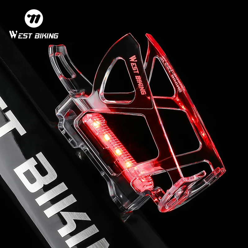 WEST BIKING Fahrrad-Flaschenhalter mit Abnehmbarem Warnlicht, Ultraleichter PC-Fahrradflaschenständer, MTB- und Rennrad-Zubehör