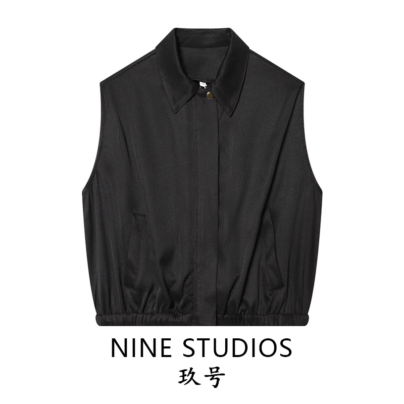 

Женский жилет Nine Zar с воротником на молнии, без рукавов, из полиэстера, стандартной длины, весна 2026, модный фасон «баллон»