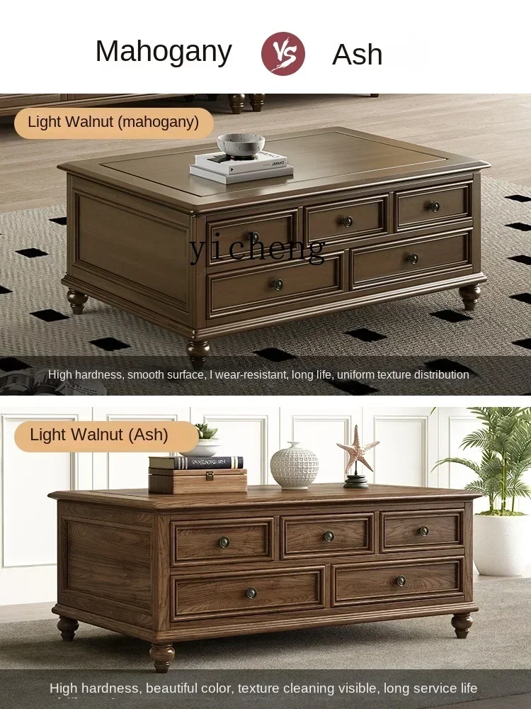 b217 rural all-solid wood coffee table TV cabinet combination pure solid wood retro living room multi-pump