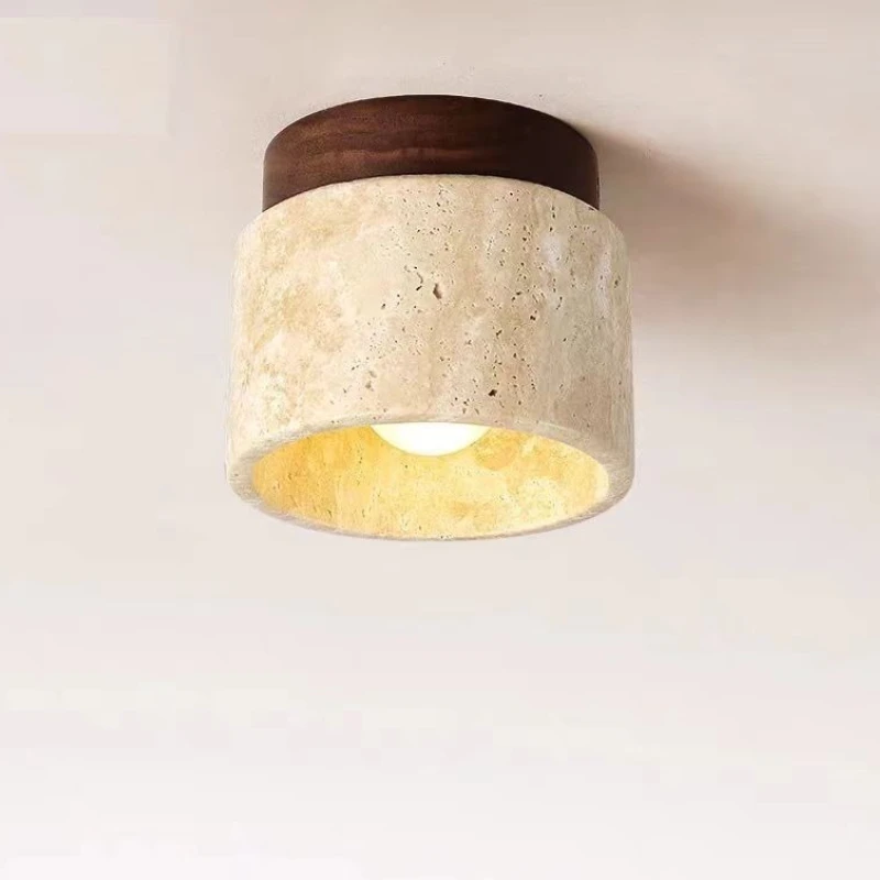 Japanese Travertine Ceiling Lamp Retro Cream Style Corridor Light Balcony Entrance Lamp Hallway Passage Light Keep Keywords