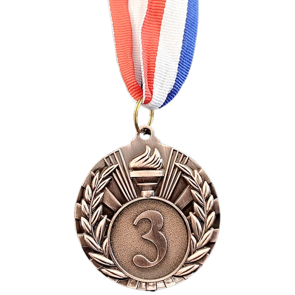 Médaille d'or/argent/Bronze de 5cm, récompenses pour étudiants avec ruban de cou, médailles gagnantes en métal, médailles de compétition pour jeux de sport