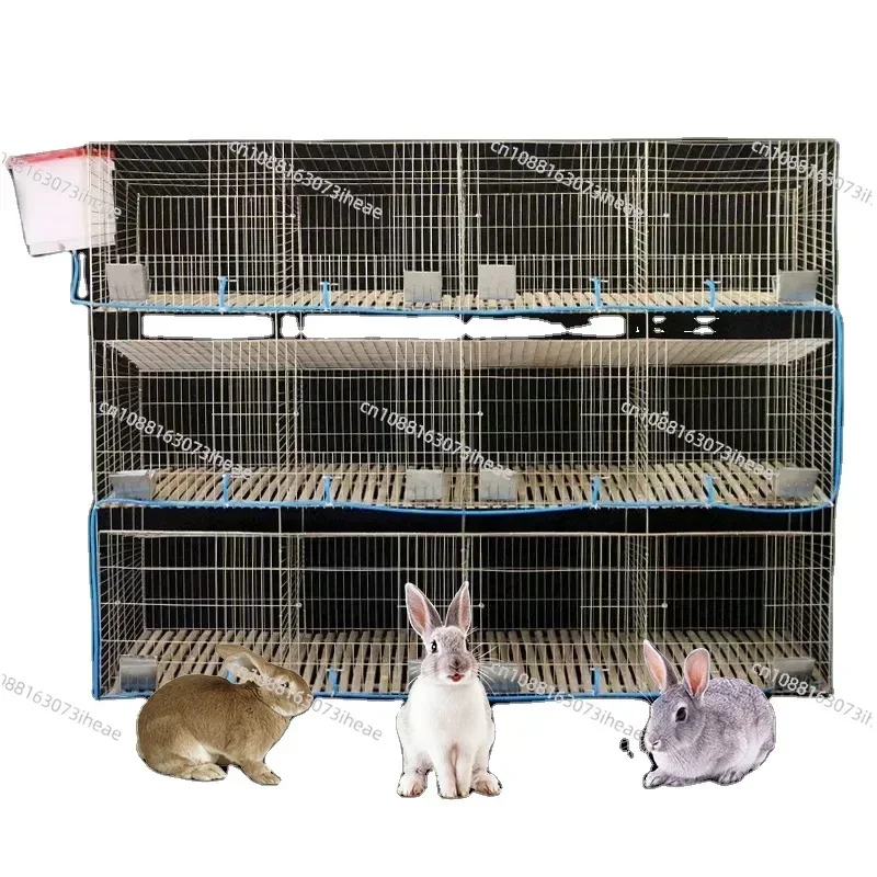 

12-Hole Stackable Rabbit Cage - 3-Tier Commercial Breeding Hutch for Large Farms (Industrial Grade)