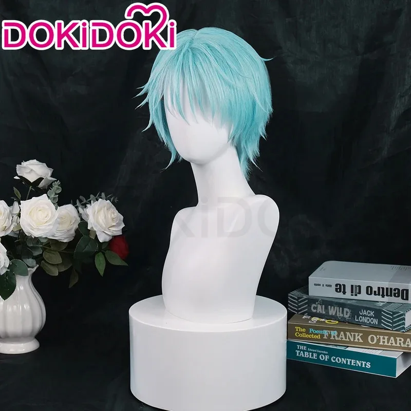 متوفر في المخزون أنيمي نانا تأثيري DokiDoki الرجال قصيرة الأزرق 30 سنتيمتر Okazaki Shinichi شعر مستعار رقيق غطاء مجاني