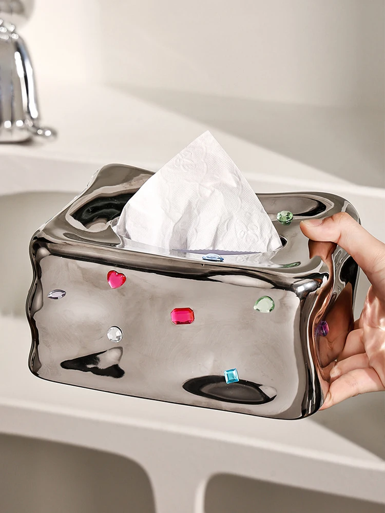 Epeiushome Nordic Ceramic Glacier Gem Tissue Box tavolino carta tovagliolo scatola di immagazzinaggio Desktop domestico