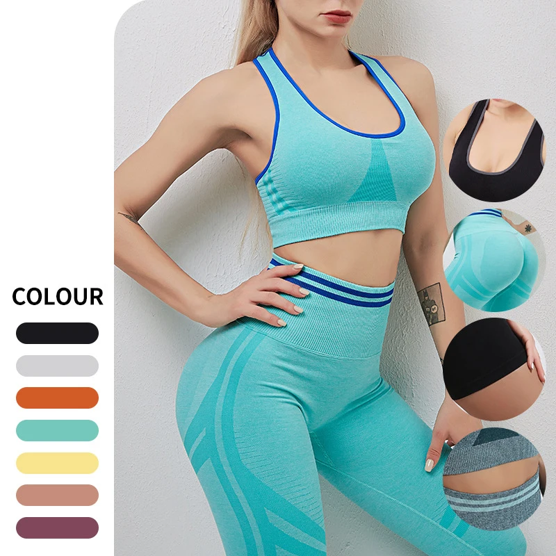 Women Yoga Set Workout Sportswear Gym Clothing Fitness Sleeveless Crop Top High Waist Yoga Pants Leggings Sports Suits HXY129