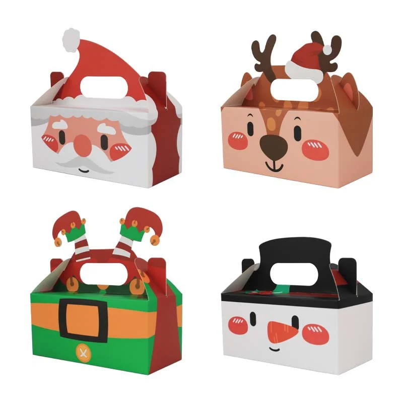 4/6pc Christmas Candy Box Cute Santa Claus Elk Cookie Gifts Cake Packing Box For Christmas New Year Party Decor Xmas Navidad