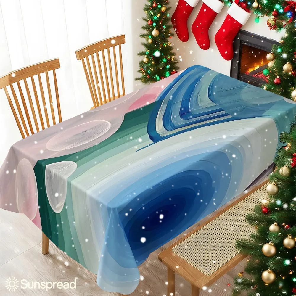 Bubble Circle Abstract Table Cloth Waterproof Tablecloth Spill Proof Table Cloth, Wipe Clean Table Cloth for Dining Camping