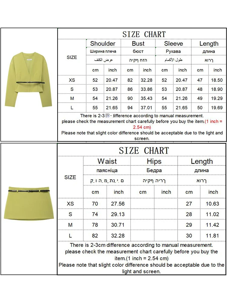 TRAF 2024 Autumn Women Coat Skirt Suit Elegant V-neck Long Sleeve Coat Top With Belt Side Zipper Skirt Office Lady Sets Outfits