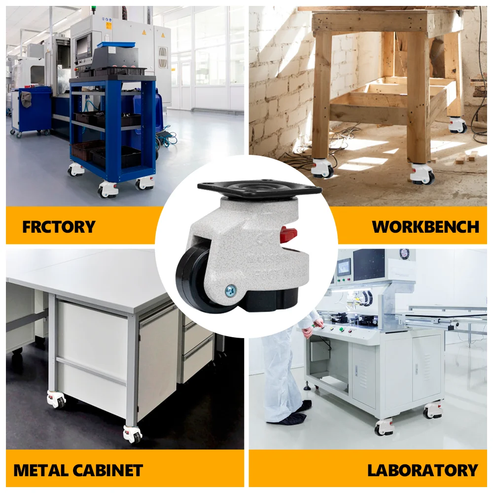 Retractable Leveling Casters, Telescopic Horizontal Adjustment Caster, Universal Anti-slip Wheel, for Vending, Workbench Machine