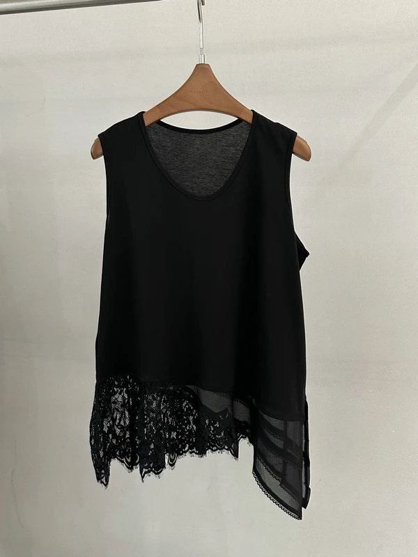 

Casual Style Layered Vest 2026 Spring Summer Lace Mesh Splicing Sleeveless Slimming Meat Concealing Women's T-Shirt Strap