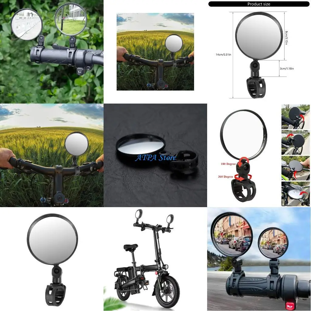 

U13C Adjustable Convex Rear View Mirror For Bicycles Bike Wide Safety Lens