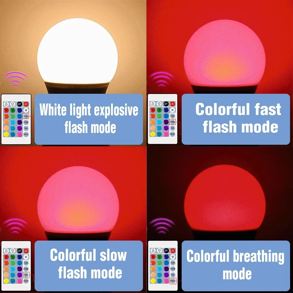 1-10PCS Smart RGBW LED Bulb E27 E14 B22 GU10 Power 6W 10W IR Remote Dimmable Multi-Color Light for Home Party Ambient Lighting - view 4