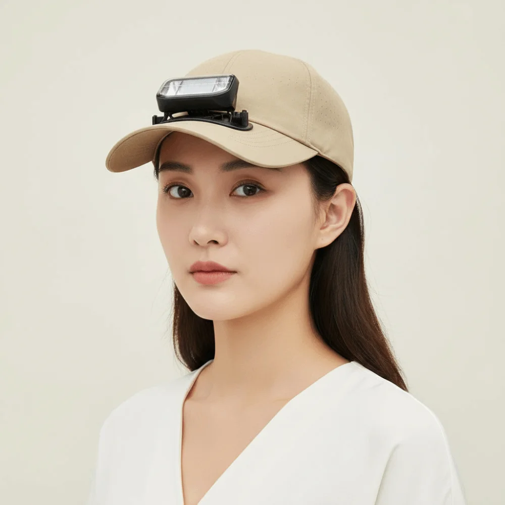 Portable Solar Powered Fan Baseball Cap Solid Color Long-lasting Rechargeable Fan Hat Adjustable Polyester for 3.7V/300mAh
