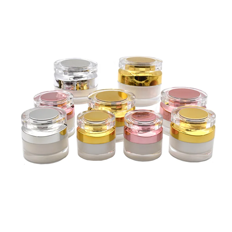 

Wholesale 10g15g20g30g Empty Acrylic Cream Boxes Facial Mask Rose Gold Jars Skin Care Cream Bottles Eye Cream Refillable Bottles