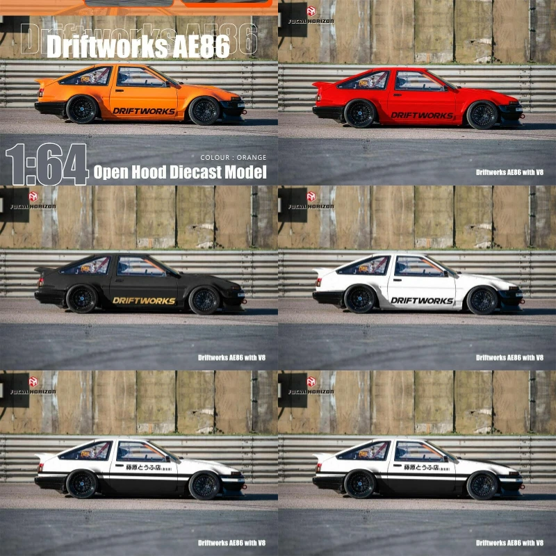 

** Предзаказ ** фокусный Horizon FH 1:64 Sprinter Trueno AE86 V8 Driftworks DW86, литые модели автомобилей