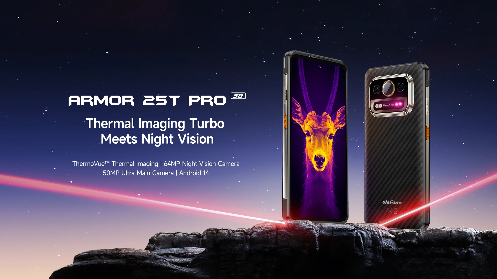 Ulefone Armor 25T Pro,5G Thermal lmaging By FLIR,12GB 256GB ROM (12GB=6GB+6GB Virtual),6500mAh,64MP Night Vision,NFC,Android 14