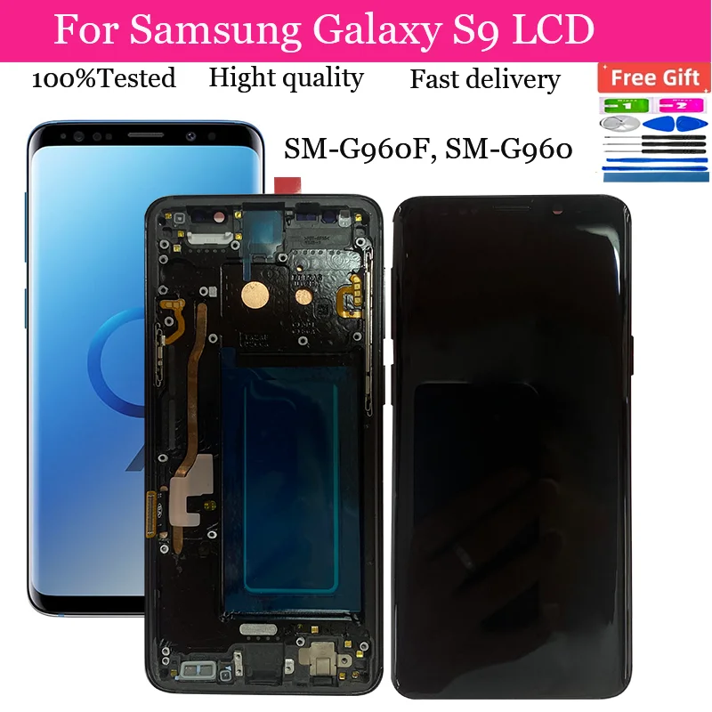 AMOLED 5‘’8 For Samsung Galaxy S9 LCD Display With Digitizer Touch Screen Assembly SM-G960FD S9 G960 LCD With Frame Replacement