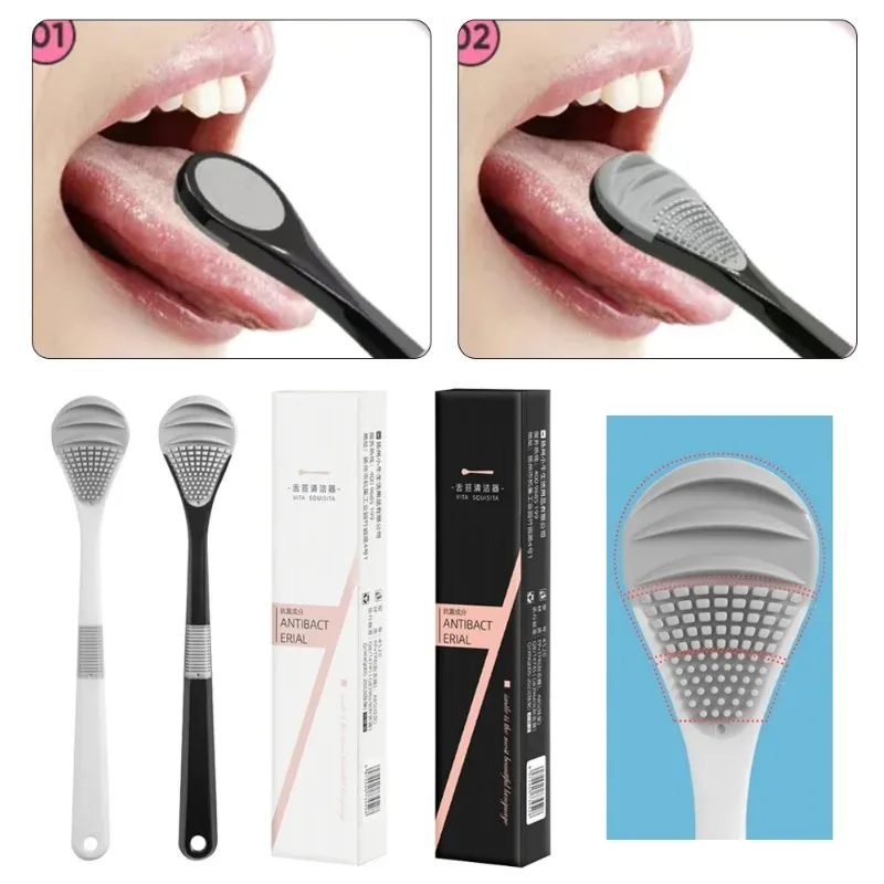 Tongue Cleaner Brush  Silicone Tongue Scraper Food Grade Oral Hygiene Cleaning Tool Fresher Breath Toothbrush Mouth Fresh